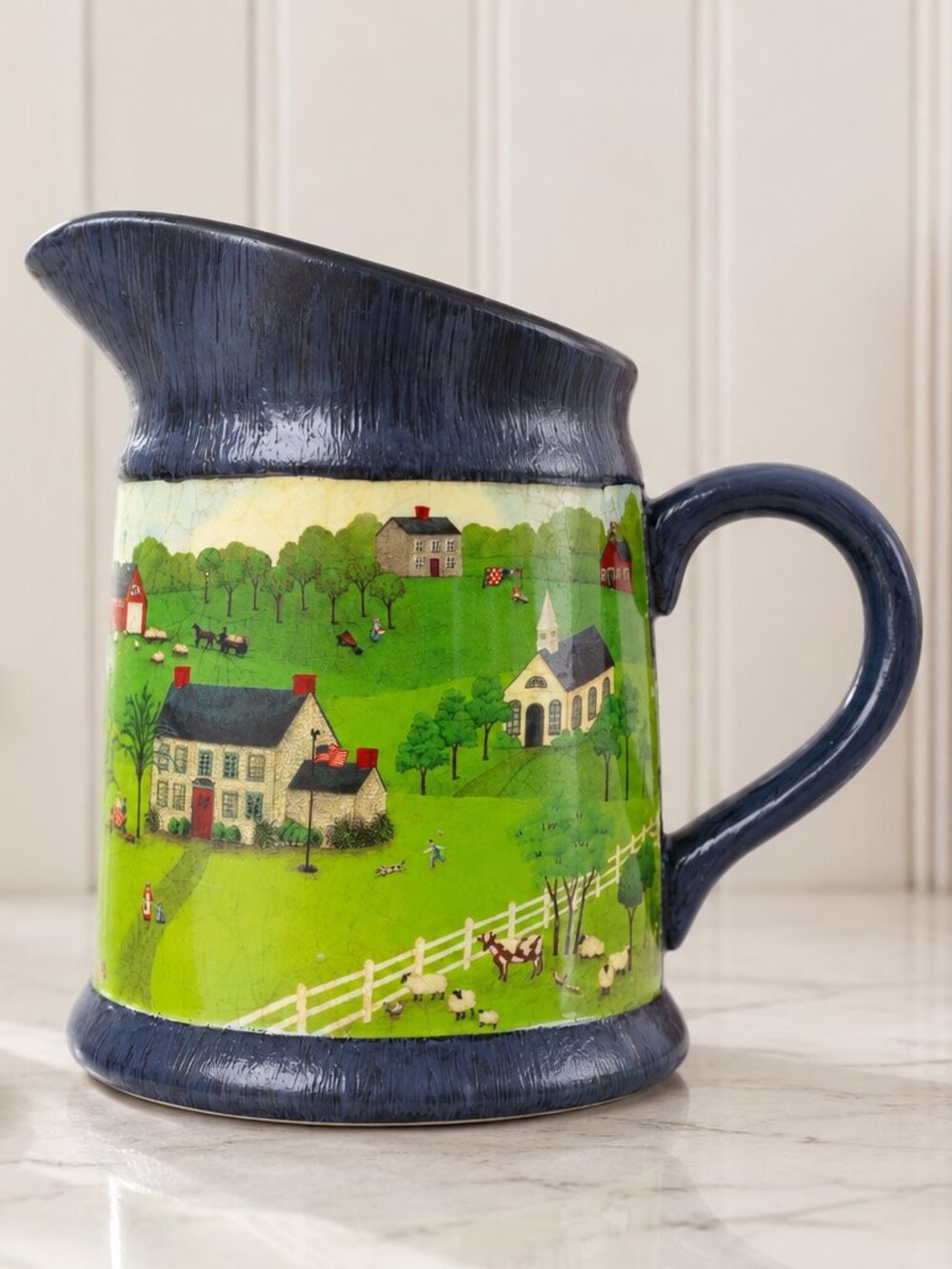 Valerie Pillow Folk Art Farm Pitcher Country Jug